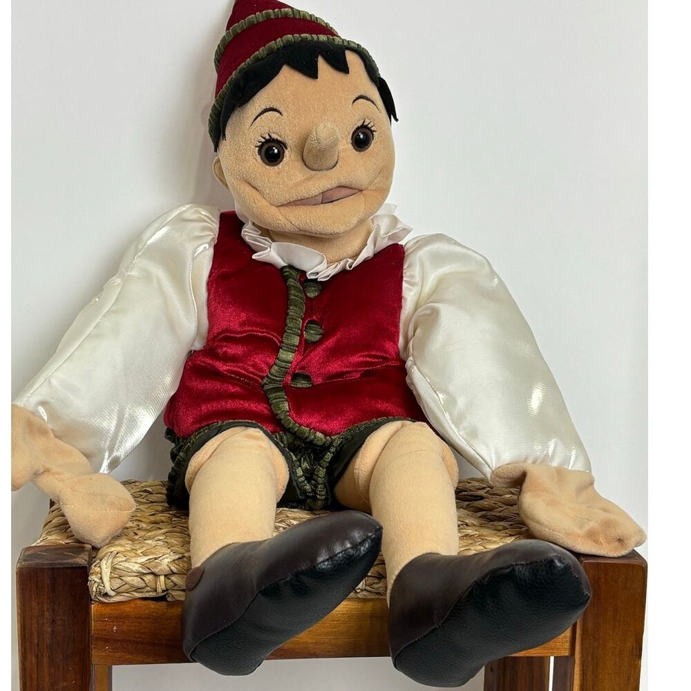 Vintage FOLKMANIS Pinocchio Full Body Hand Puppet Moving Nose Mouth